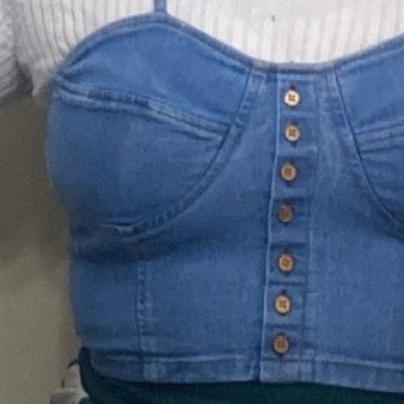 Light Blue Denim Crop Corset - Picture 4 of 5